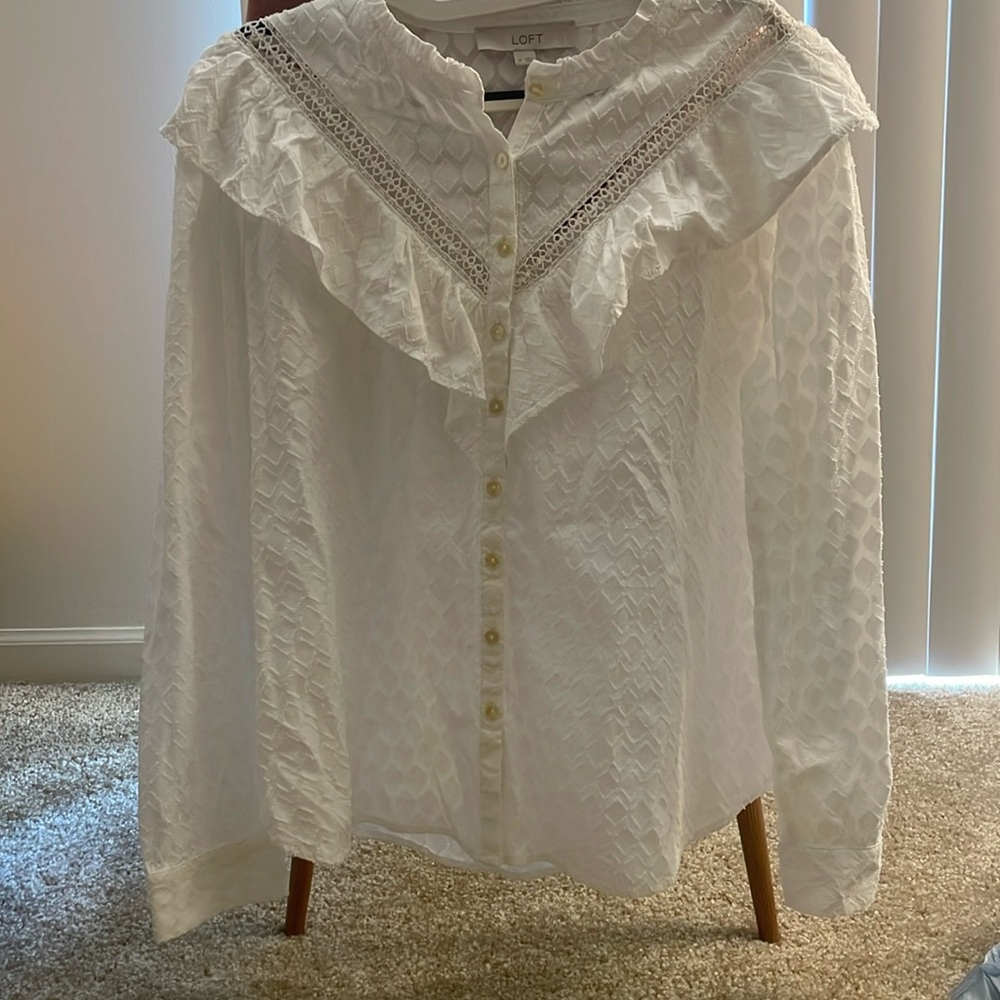 LOFT white long sleeve brand new shirt!
